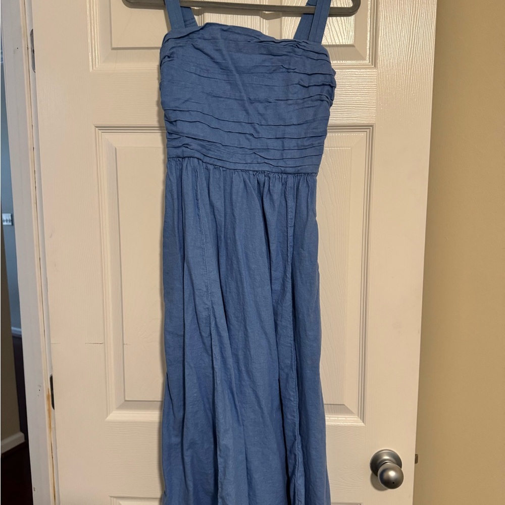 Abercrombie & Fitch Light Blue Linen Midi Dress